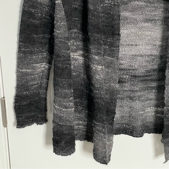 Eileen Fisher Black Open Front Long Boucle Ombre Cardigan sweater 35871 - Picture 4 of 12